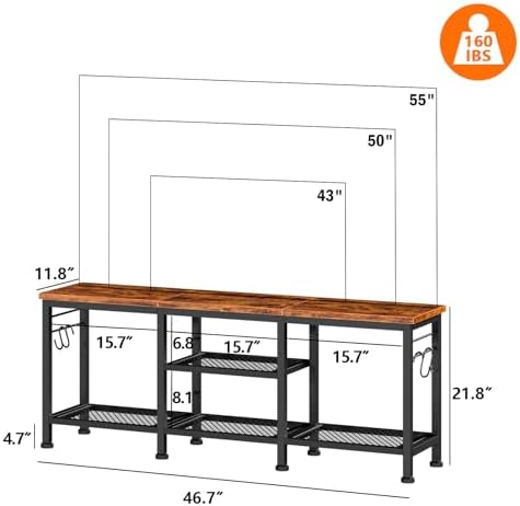 Furologee TV Stand for TVs up to 55 Inch, Entertainment Center with Open Storage Shelves, Media Console Table with Soundbar Shelf for Living Room, Bedroom, Rustic Brown - Image 2