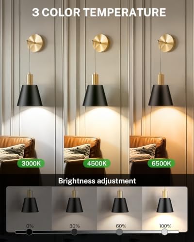 SAIMAND Battery Operated Wall Sconces Set of 2,Wireless Rechargeable Lights - Image 3