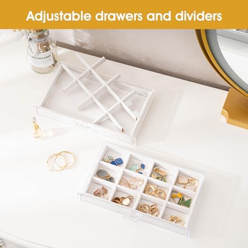 ProCase Earring Holder Organizer Jewelry Box with 8 Drawers, Warmwhite - Image 2