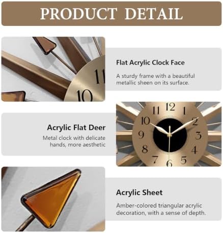 Starburst Large Wall Clock,Mid Century Decorative Wall Clock Modern Silent Clock Battery Operated for Living Room/Kitchen/Entryway/Bedroom/Office/Dinning Room Metal Wall Decor - Image 2