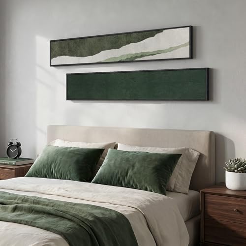 Framed Green White Vertical Abstract Wall Art Decor for Hallway, 2 Piece - Image 3