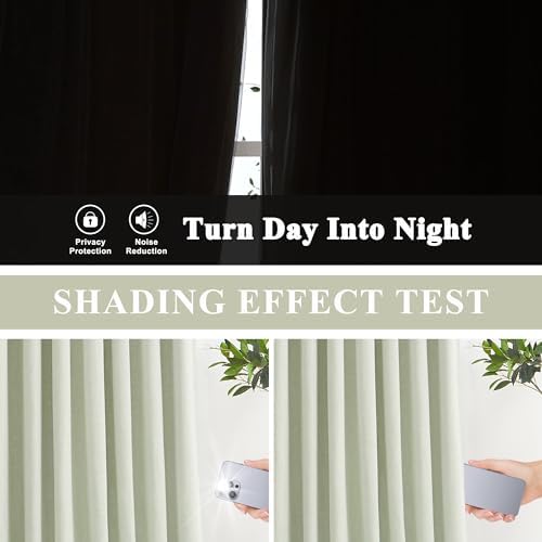 Vision Home Soft Green Pinch Pleated Full Blackout Curtains Linen Blended Room Darkening Curtain Panels 120 inch for Living Room Bedroom Thermal Insulated Pinch Pleat Drapes with Hooks 40" Wx120 Lx2 - Image 3
