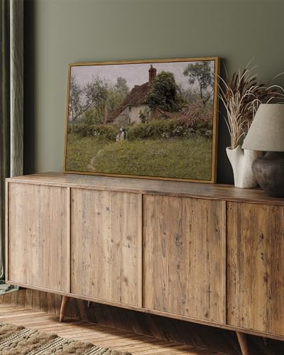 InSimSea Framed Canvas Wall Art Vintage Decor, Old Cottages Countryside Large Canvas Wall Art, Rustic Farmhouse Hanging Wall Decor for Bedroom Living Room Bathroom, 24"x36" - Image 3