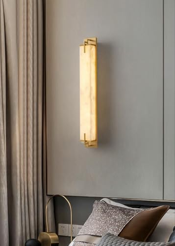 Modern Marble Wall Sconce Natural Alabaster Sconce, 31.5in Gold - Image 3