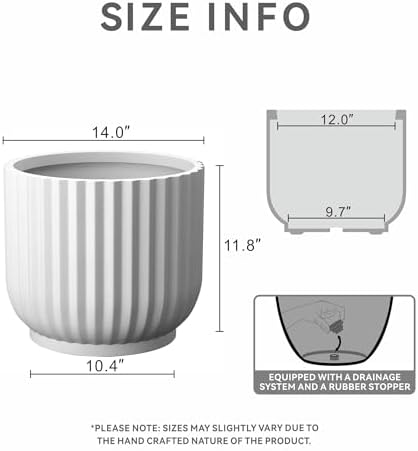 Kante Small Round Pedestal White Concrete Planter 9.8" Dia, Outdoor - Image 2