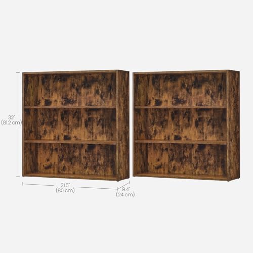 VASAGLE Set of 2 3-Tier Open Bookshelves, 31.5 Inches Wide - Image 3