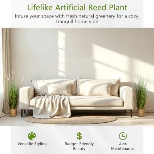 2-Pack 4FT Artificial Plants with Pot and Woven Flower Basket - Image 4