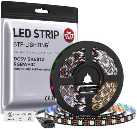 BTF-LIGHTING RGB+Natural White SK6812 LED Strip 16.4FT 300LED DC5V IP30 by BTF-LIGHTING