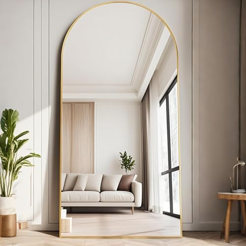 Full Length Mirror, 71''x30'' Arched Floor Body Mirror (Gold) - Image 3