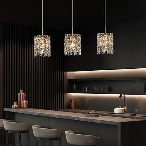 Modern K9 Gold Crystal Pendant Lights Kitchen Island Set of 3 - Image 2