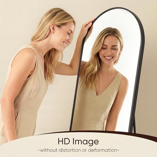 Antok 56" x14” Arched Full Length Mirror, Floor Mirror with Stand,Black - Image 6