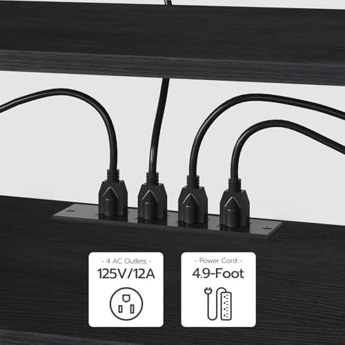 HOOBRO TV Stand with Power Outlets to 75 Inches, TV Console Table with Open Storage Shelves Cabinet, Industrial Media Entertainment Center for Living Room Bedroom, Black BB60DS01 - Image 6