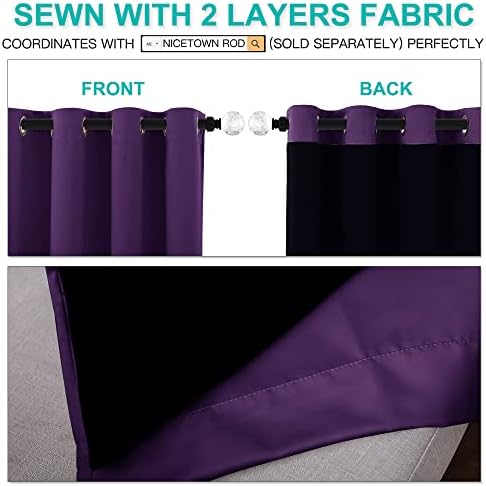 NICETOWN Cold Blocking 100% Blackout Curtains with Black Liner Backing, Thermal Insulated Curtains for Living Room, Noise Reducing Drapes, Royal Purple, 42" Wide x 84" Long Per Panel, Set of 2 Panels - Image 5