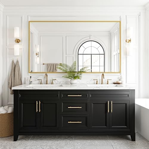 FICTOR Bathroom Vanity Mirror for Over Sink, 55" x 30", Gold - Image 6