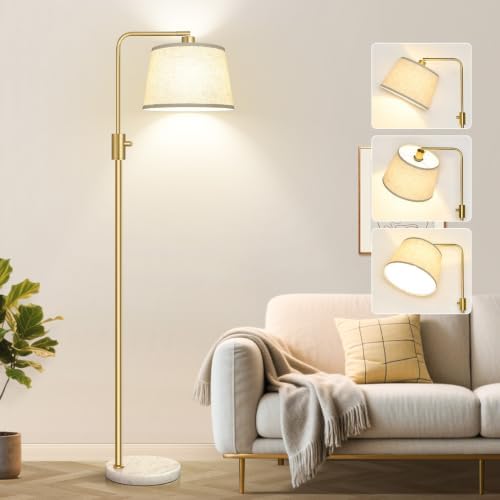 Nintiue Dimmable Gold Floor Lamp, 1000 LM LED Edison Bulb Included, Arc Floor Lamps for Living Room with Marble Base, Modern Standing Lamp Tall Lamps for Living Room Bedroom by Nintiue