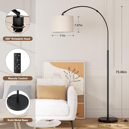 Ambimall 70" Dimmable Arc Floor Lamp with Remote, Color Temp Adjustable - Image 2