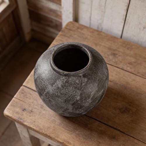 Rustic Ceramic Vintage Farmhouse Vase for Decor (Large Brush Black) - Image 7