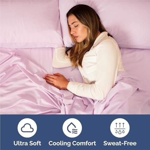 King Size 4 Piece Sheet Set - Breathable & Cooling Sheets - Light Pink - Image 4