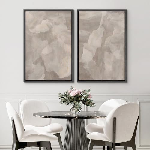 SIGNWIN Framed Canvas Print Wall Art Textured Abstract Earthy Beige Tones Illustrations Modern Art Decorative Contemporary for Living Room, Bedroom, Office - 24"" x36 x2 Black - Image 3