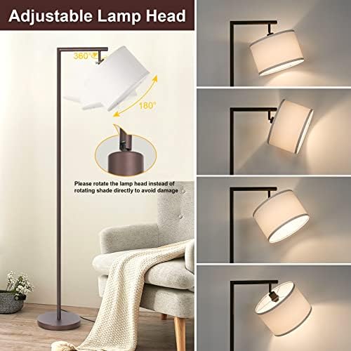Fully Dimmable Floor Lamp Brown, Arc Floor Lamp for Bedroom with Adjustable Hanging Shade & Foot Switch, Modern Standing Lamp Corner Light Reading Lamp for Living Room, Office, LED Bulb Included - Image 3