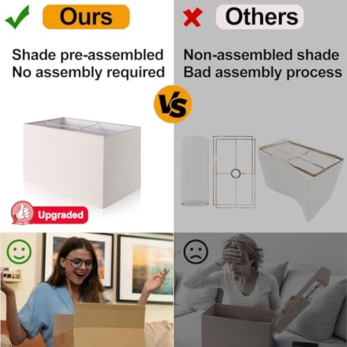21" Touch Bedside lamps with 2 USB & AC Outlets, 3-Way Dimmable Bedside Table Lamps Set of 2 for Bedroom Living Room Office Reading, White Shade Lamps for Night Stands, 2700K LED Bulbs Included - Image 4