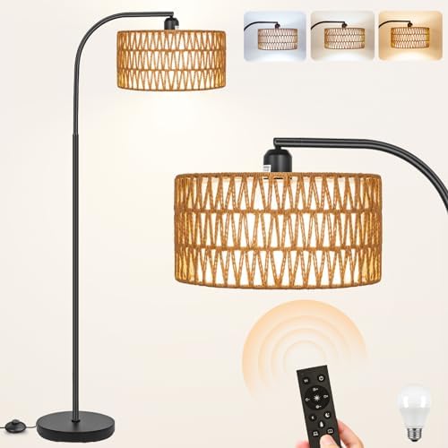 Rattan Floor Lamps for Living Room with Dimmable 9W LED Bulb Farmhouse by Brilvibera