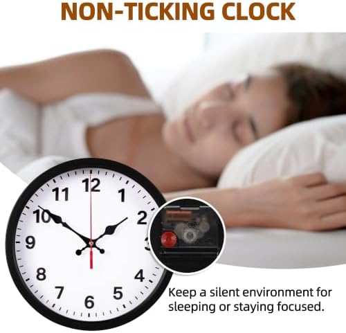 LEIKE Metal Wall Clock 10IN Black, Retro Silent Quartz Battery Operated, Decorative for Patio, Kitchen, Living Room, Bedroom, Pool - Image 4