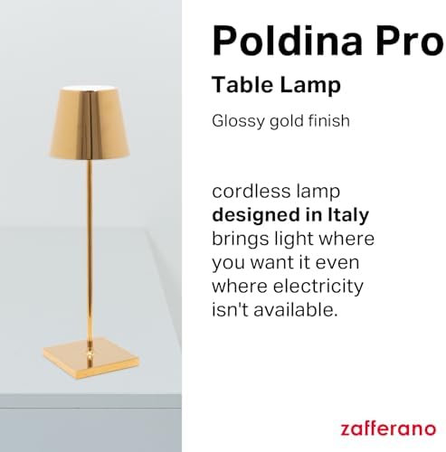 Zafferano, Poldina Pro, Rechargeable Cordless Lamp, Glossy Gold - Image 2
