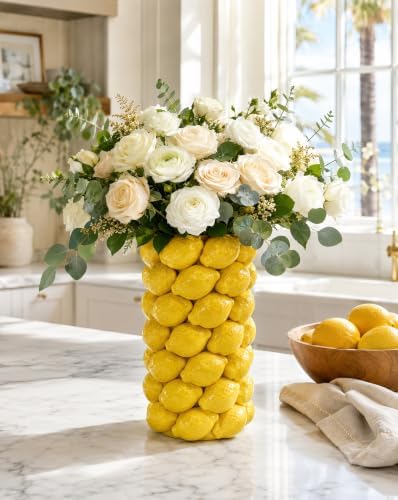 3D Lemon Vase Yellow Vase 11.8" for Home Kitchen Decor by Unknown