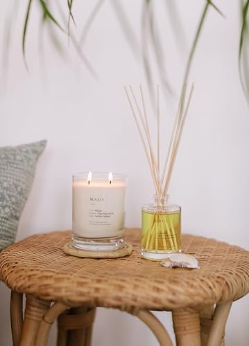 Brooklyn Candle Studio Reed Scent Diffuser - Maui - Relaxing Oil Diffuser, Sea Salt, Driftwood & Ylang Ylang Fragrance, 8 Rattan Diffuser Reeds, Clean Ingredients - 3.7oz - Image 6
