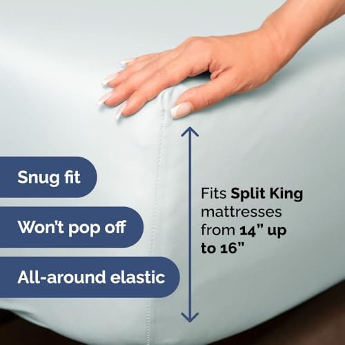 Flex Top Split Head King 4 Piece Sheet Set - Soft & Breathable - Ice Blue - Image 5
