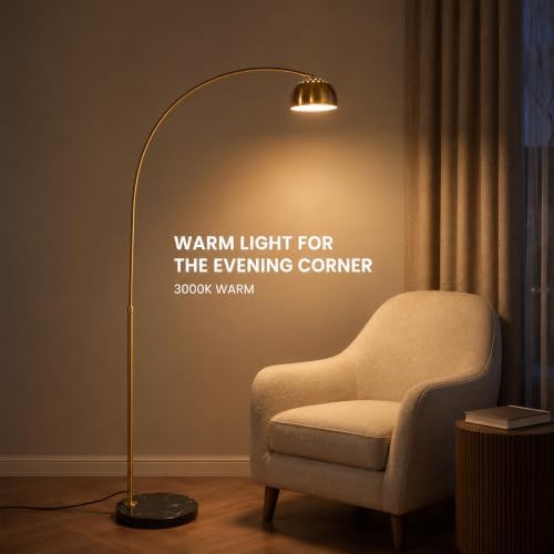 Gold Arc Floor Lamp with Black Marble Base,70IN Standing Lamp - Image 7