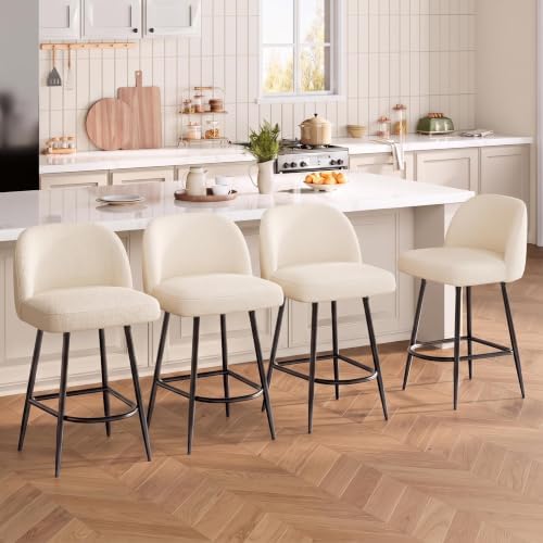 Garvee 26'' Bar Stools Set of 4, Counter Stools with Back & Thick Cushion - Image 6