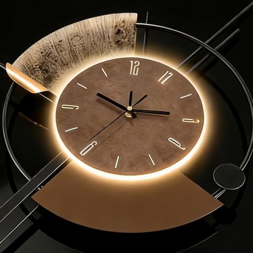 SIN&MI Wall Clock with Light,Decorative Wall Clocks with Pendulum,Silent Quality Quartz Clock Battery Operated,Large Clock for Living Room,Kitchen,Home,Bedroom Wall Decor,16.5 * 31.5 Inch - Image 2