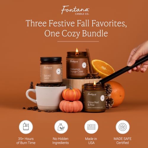 Fontana Candle Co Wood Wick Beeswax Candle, Fall Candle Bundle - Image 2