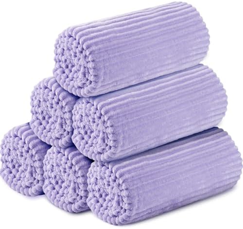 Buryeah 6 Pcs Flannel Blankets Bulk,Fall Outdoor Wedding, Light Purple by Buryeah