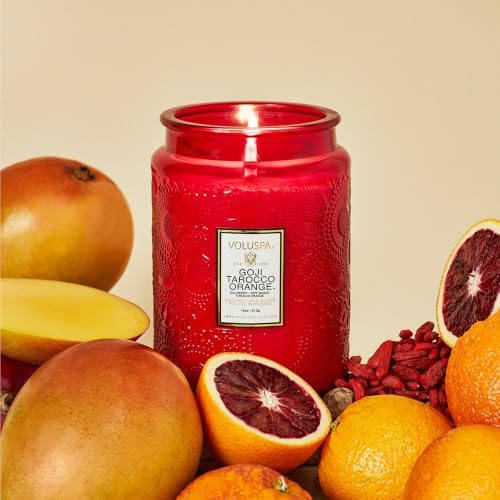 Voluspa Goji Tarocco Orange Large Scented Candle Jar 18 Oz, 100 Hr Burn - Image 2