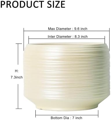 10 Inch Ceramic Plant Pot with Drainage – Large Flower Pot for Indoor Outdoor Plants, Modern Decorative Planter for Patio, Balcony, Garden, or Home Decor - Image 5