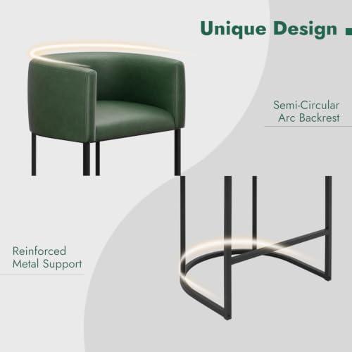 Counter Height Bar Stools Set of 4, Modern Counter Stools for Dining Room, 24 Inch Barstools for Kitchen Island, Faux Leather Bar Stool with Metal Legs and Back Footrest, Green - Image 4