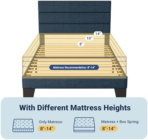 Allewie Twin Size Platform Bed Frame with Fabric Upholstered Headboard - Image 7