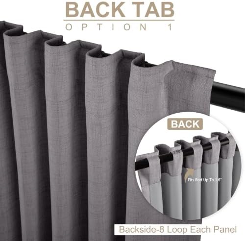 Faux Linen Total Blackout Curtains for Bedroom 80 Inches Long, Darkgray - Image 3