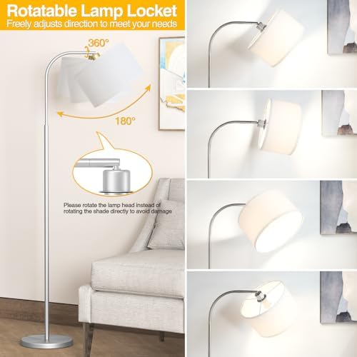 Silver Floor Lamp, Arc Floor Lamps for Living Room - Image 3