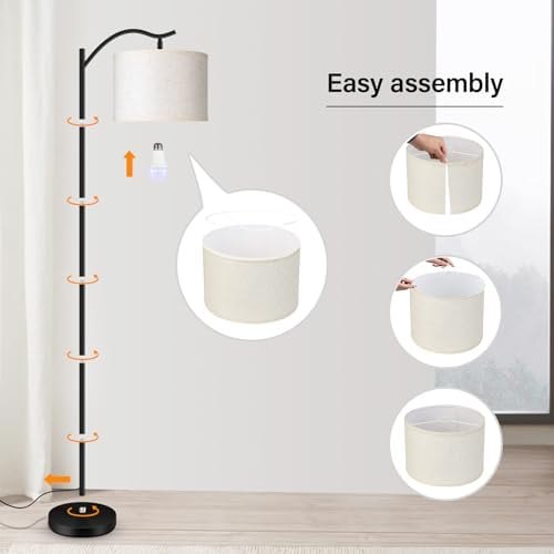 BoostArea Floor Lamp for Living Room,Arc Floor Lamp with Remote Control,Stepless Dimmable Brightness & Colors Temperature 2700k-6500k,Modern Standing Lamp for Bedroom Study Room Office,Beige - Image 7