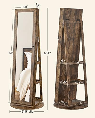 SONGMICS 360° Swivel Jewelry Cabinet, Full-Length Mirror, Lockable - Image 6