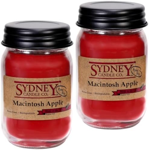 Soy Wax Fall Candles – Macintosh Apple, Pack of 2 by Sydney+Candle+Co.