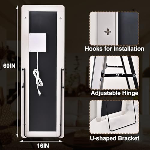 GLSLAND LED Full Length Mirror, 60"x16" Rectangle Floor Mirror with Stand - Image 5