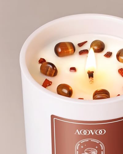 AOOVOO Nutmeg Beans Scented Candles for Women - Aromatherapy Candle with Crystals Inside, 10oz Soy Candles for Home Scented, Birthday Gifts Valentines Day Candle for Women Mom - Image 4