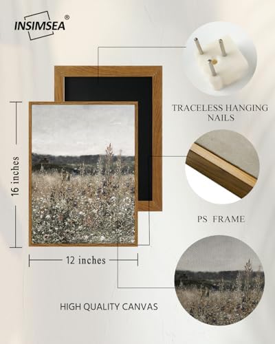 InSimSea Framed Wall Art Vintage Decor, Wildflower Field Meadow, 12x16In - Image 4