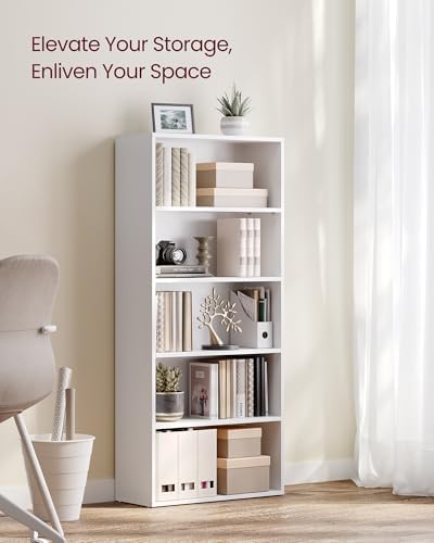 VASAGLE 5-Tier Bookshelf, Storage Organizer, 23.6 x 9.4 x 52.8 Inches - Image 4
