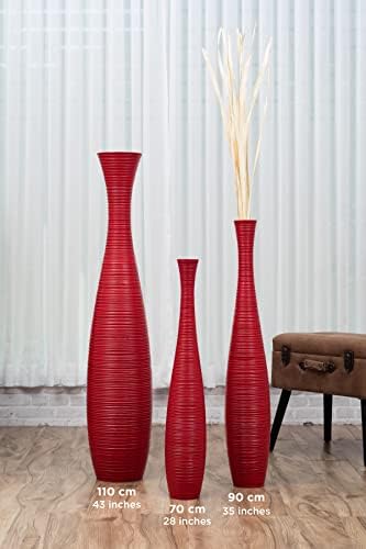 Leewadee Large Floor Vase 41 inches Mango Wood for Pampas Grass, Dried Flowers - Image 4